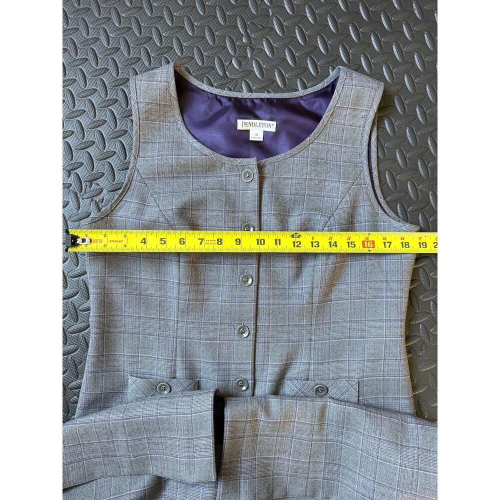 Pendleton Wool Dress Button Front Gray Plaid Made… - image 8